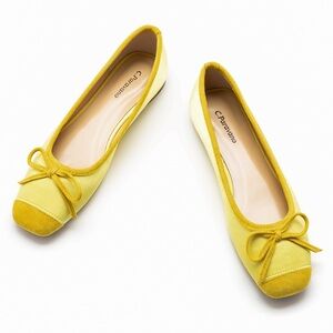 Sunny Yellow Flats with Bow Detail